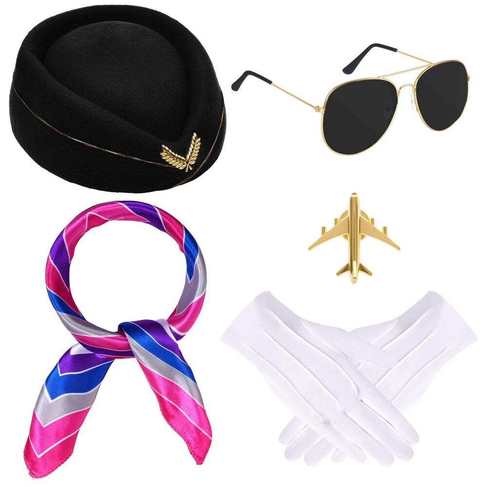 6937 6pcs Halloween Flight Attendant Costume Accessoriess